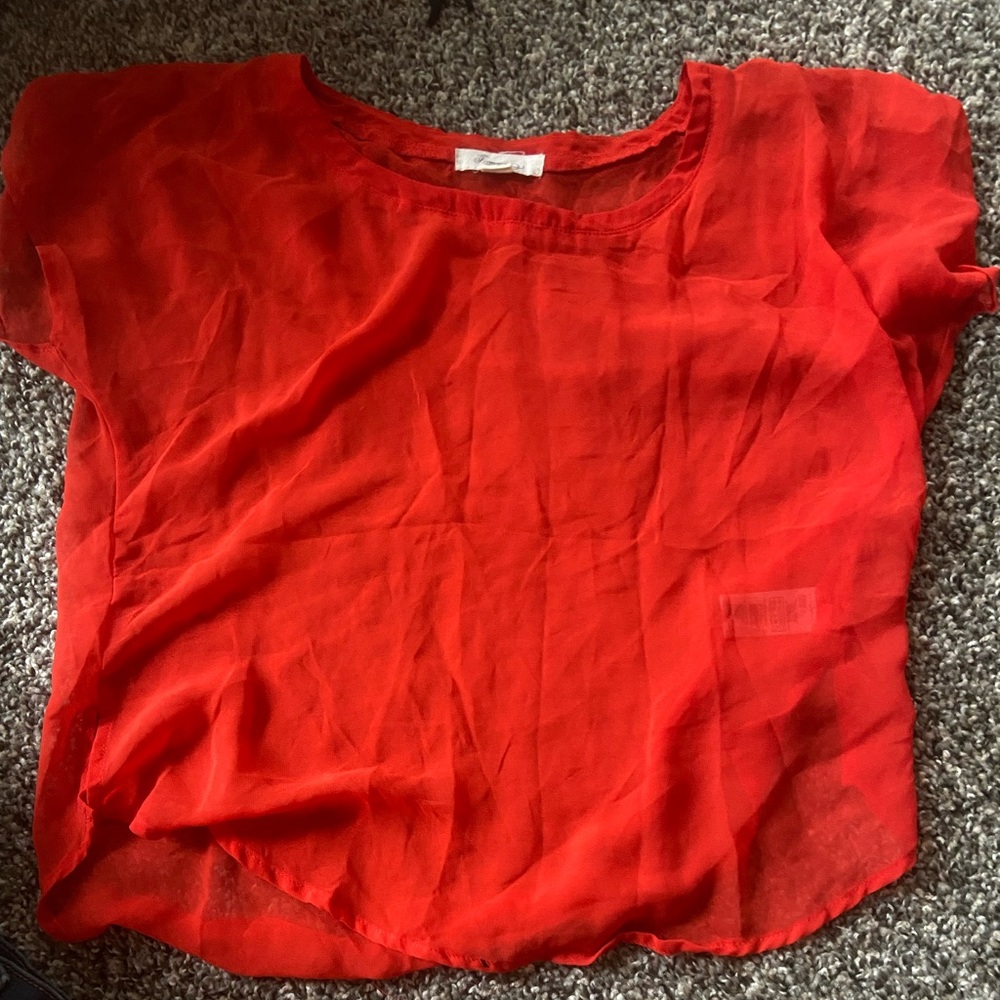 red loose blouse